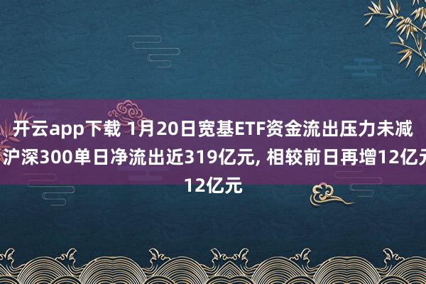 开云app下载 1月20日宽基ETF资金流出压力未减: 沪深300单日净流出近319亿元, 相较前日再增12亿元