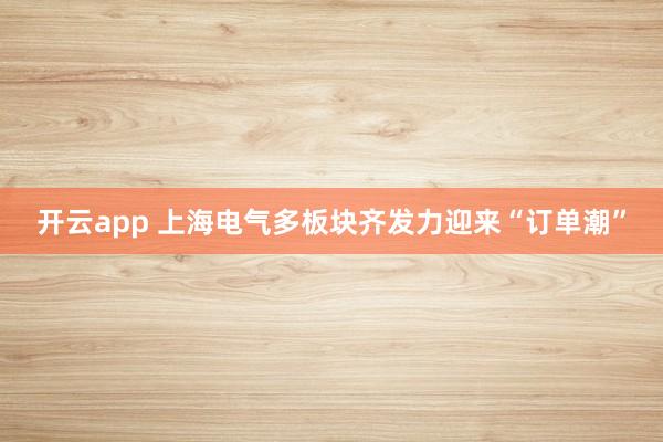 开云app 上海电气多板块齐发力迎来“订单潮”