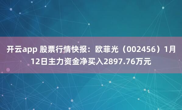 开云app 股票行情快报：欧菲光（002456）1月12日主力资金净买入2897.76万元