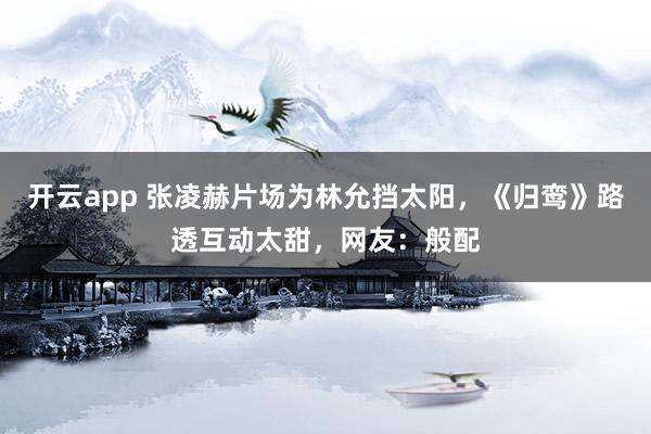 开云app 张凌赫片场为林允挡太阳，《归鸾》路透互动太甜，网友：般配