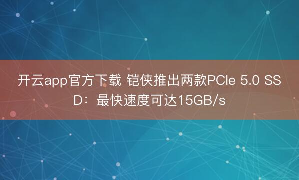 开云app官方下载 铠侠推出两款PCIe 5.0 SSD：最快速度可达15GB/s