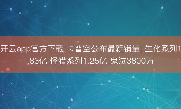 开云app官方下载 卡普空公布最新销量: 生化系列1.83亿 怪猎系列1.25亿 鬼泣3800万