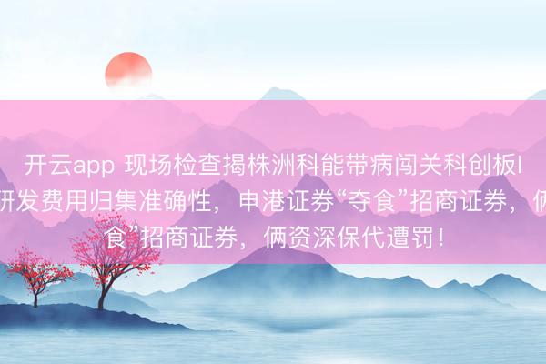 开云app 现场检查揭株洲科能带病闯关科创板IPO往事：祸起研发费用归集准确性，申港证券“夺食”招商证券，俩资深保代遭罚！