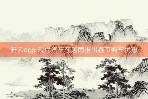 开云app 现代汽车在越南推出春节购车优惠