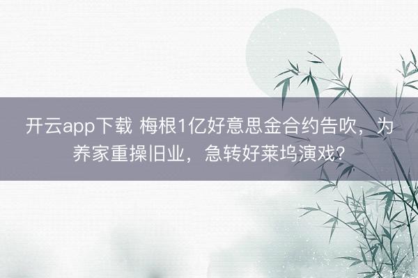 开云app下载 梅根1亿好意思金合约告吹，为养家重操旧业，急转好莱坞演戏？