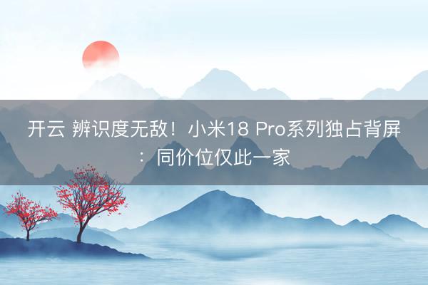 开云 辨识度无敌！小米18 Pro系列独占背屏：同价位仅此一家