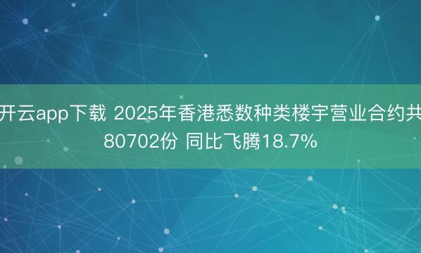 开云app下载 2025年香港悉数种类楼宇营业合约共80702份 同比飞腾18.7%
