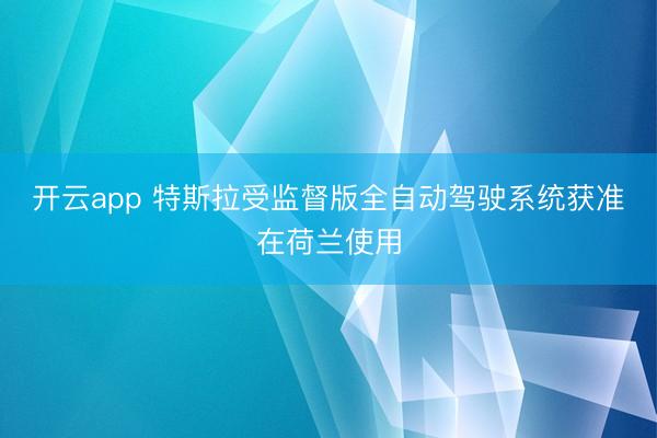 开云app 特斯拉受监督版全自动驾驶系统获准在荷兰使用