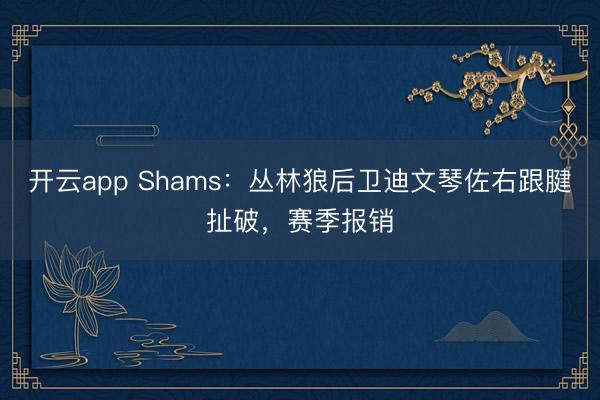 开云app Shams：丛林狼后卫迪文琴佐右跟腱扯破，赛季报销