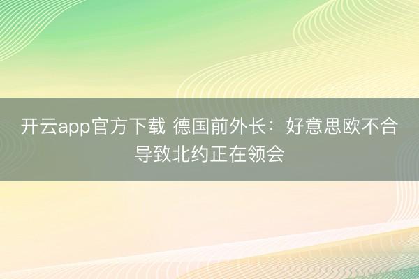 开云app官方下载 德国前外长：好意思欧不合导致北约正在领会